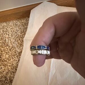 Starstruck Glaze Blue and White open Ring set- One size fits all - NWOT